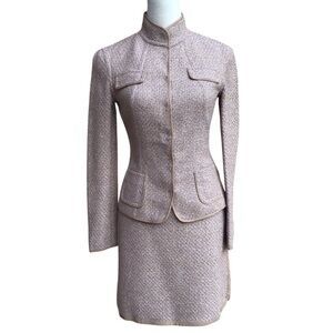 Eli Tahari Lavender Tan Tweed Skirt Set